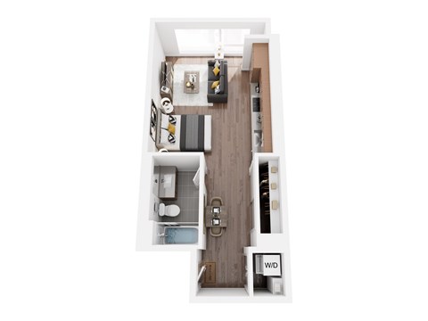 Floor plan for studio, 1 bath, 503 sqft